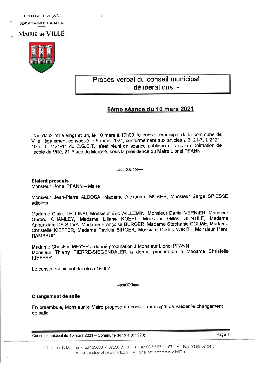 Procès-verbal de la commune de Villé (67)