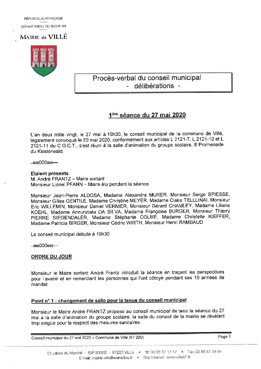 Procès-verbal de la commune de Villé (67)