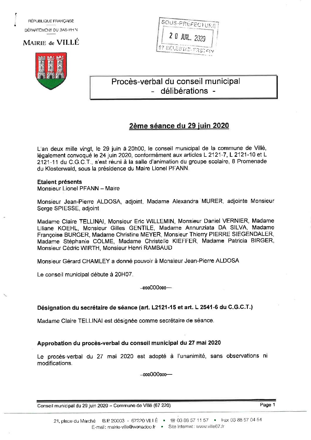 Procès-verbal de la commune de Villé (67)