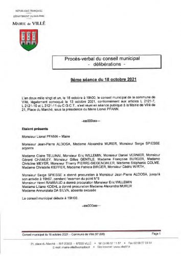 Procès-verbal de la commune de Villé (67)